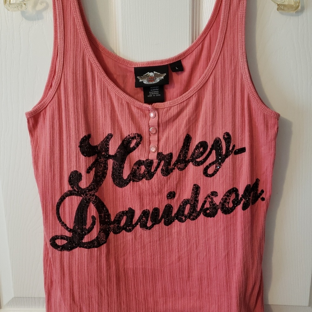 Harley Tank with black glitter letters